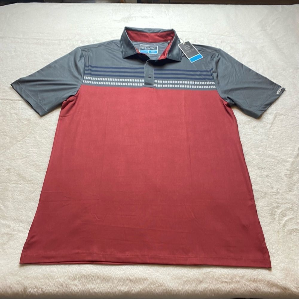 Etonic Short Sleeve Polo Iron/Bloodstone Color New With Tags Size Medium
